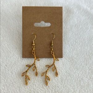 Elegant Gold Leaf Drop Earrings